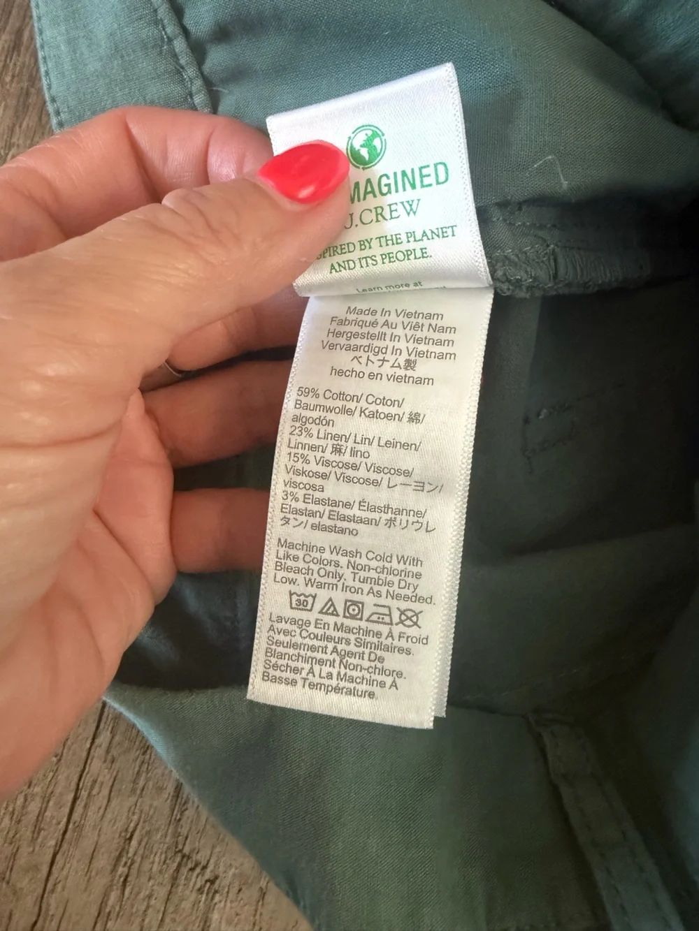 NWT J.Crew Ella Pant Wide Leg Olive Green Linen Blend Size 27